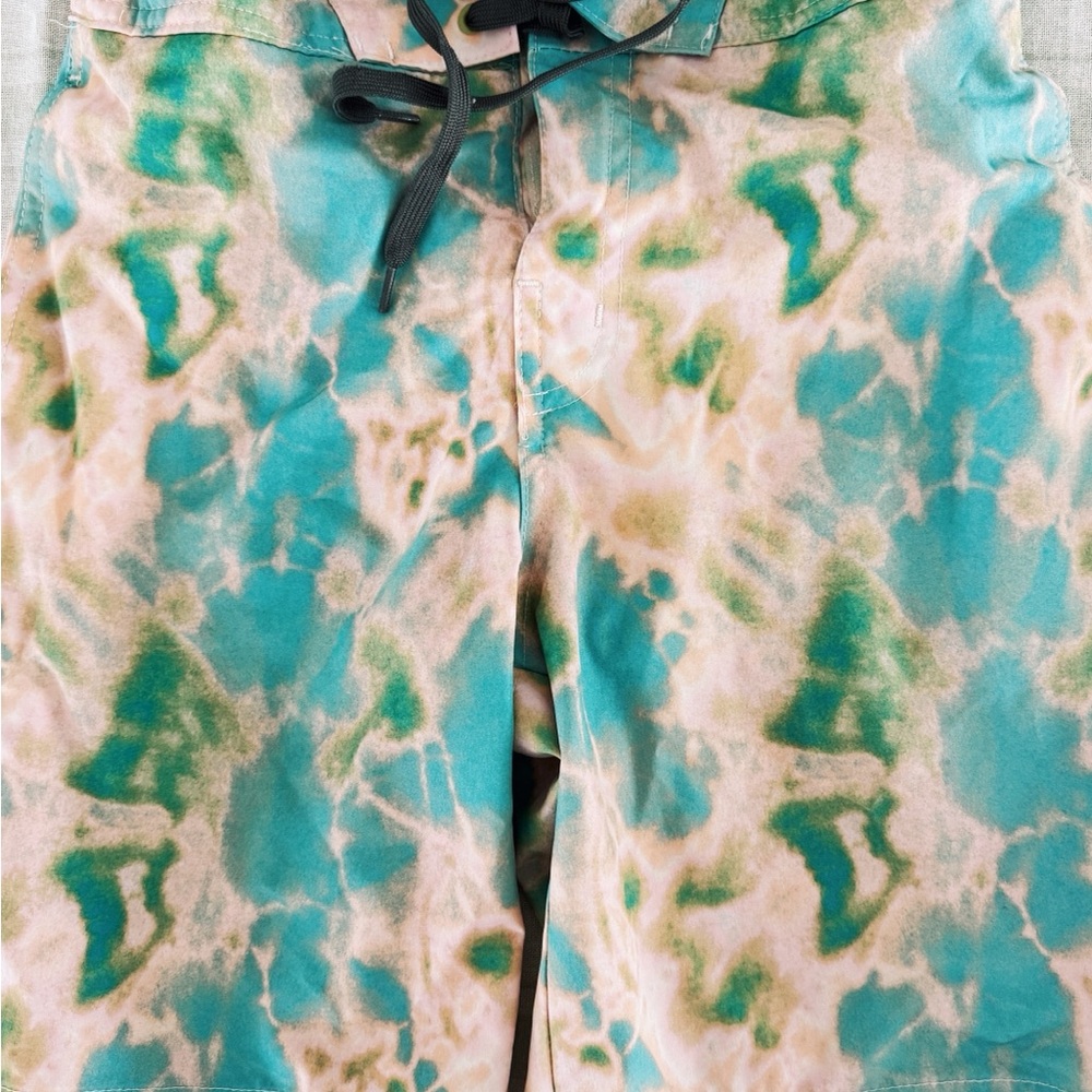 Target Kids Swim Trunks - pink/greeb/blue tie dye